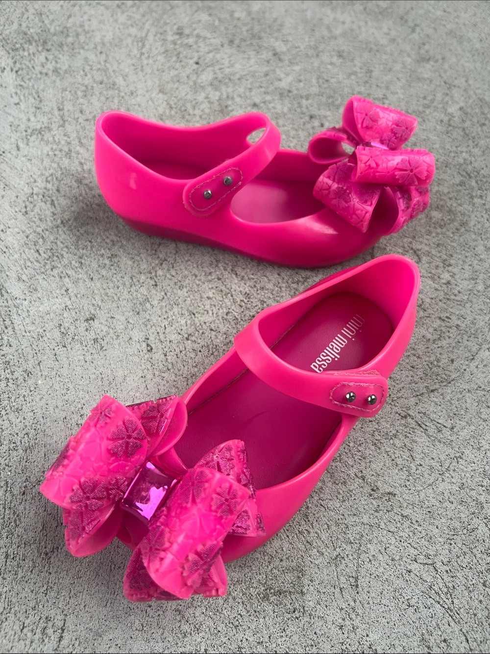 Mini Melissa Bright Pink Bow Jelly Mary Jane Shoes